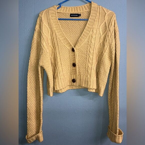PrettyLittleThing Women's Cable Knit Cropped Cardigan Medium - Picture 1 of 4